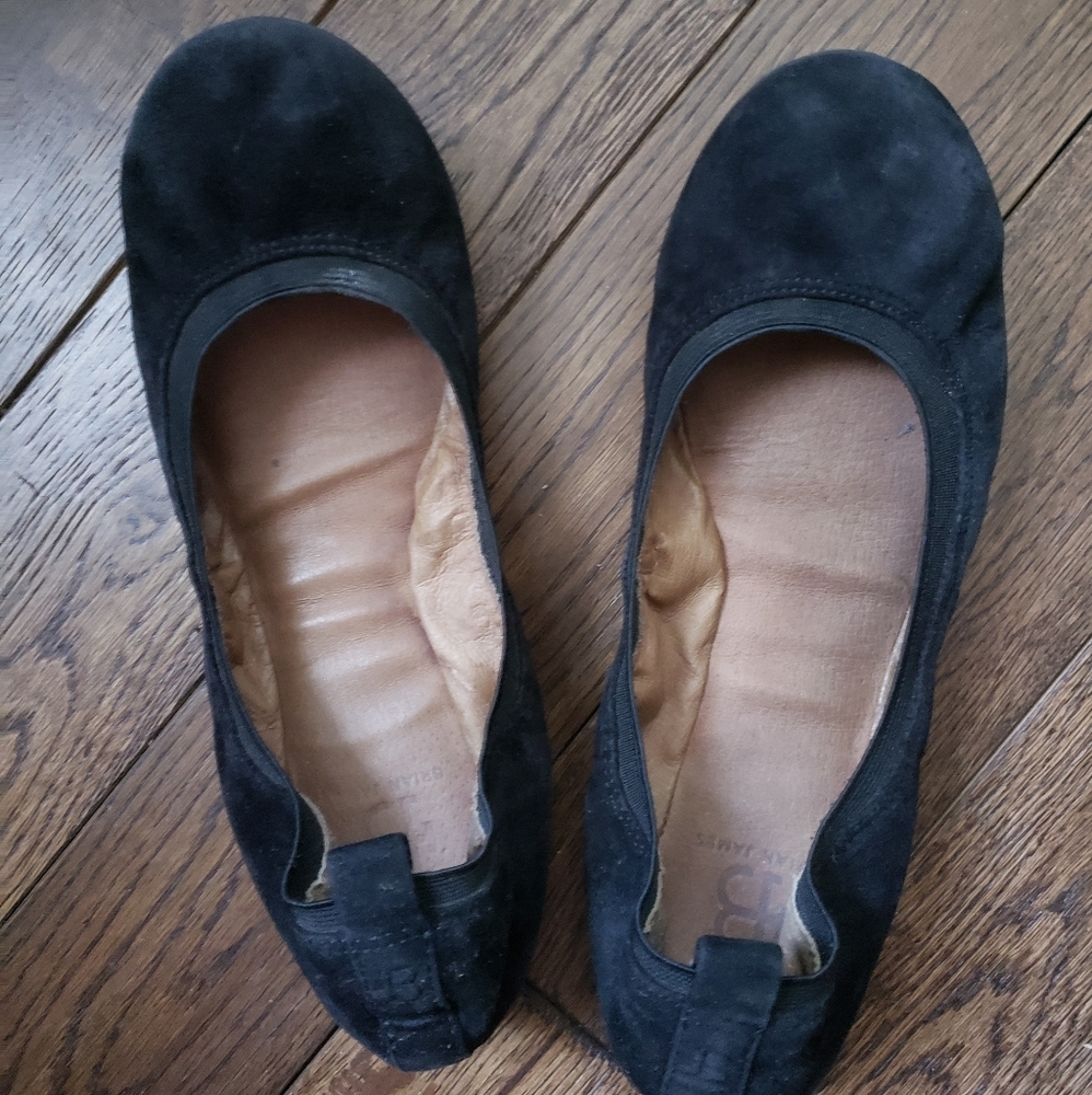 Brian James us 6.5 angie black suede ballet simple solid elastic Scrunch flat